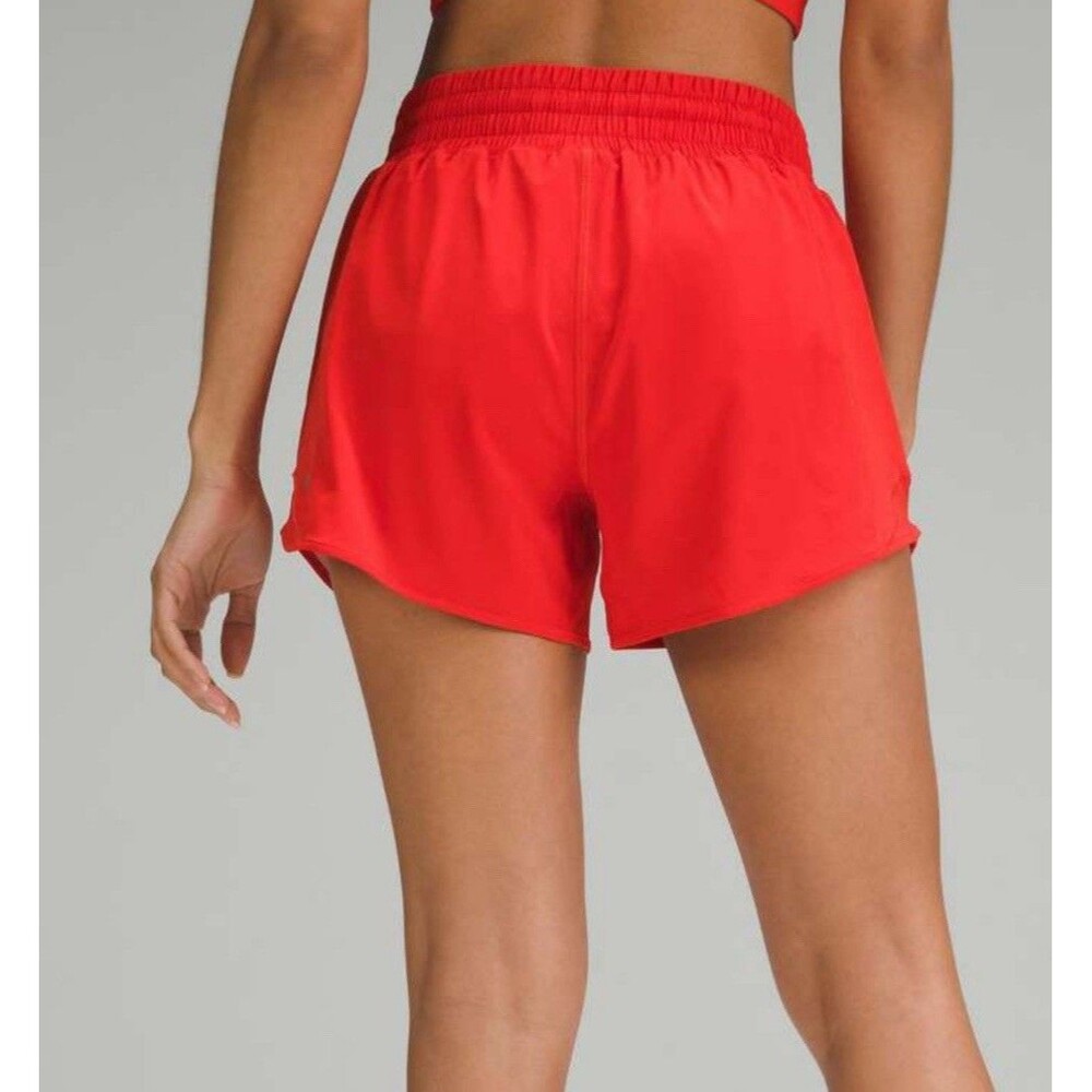 Lululemon Hotty Hot Shorts Long 4" Red Sz 4 Lined Reflective Gym Rat Running